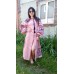 Boho Style Ukrainian Embroidered Maxi Broad Dress Pink with Black Embroidery